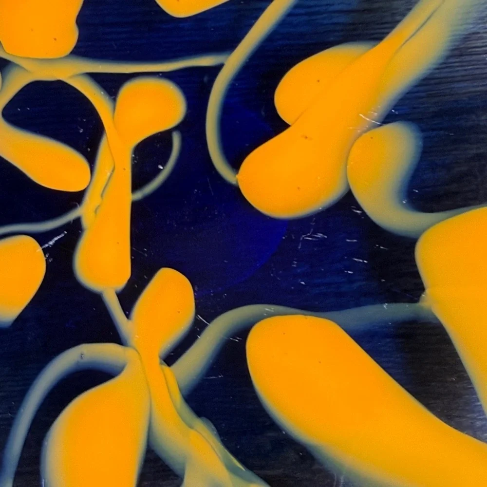 Blue and Orange Swirl Glass Plate